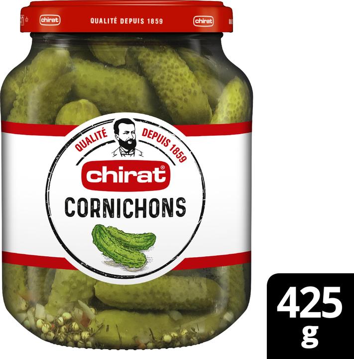 Image du produit Chirat Cornichons Vinaigre Mini Concombres, idéal pour raclette, fondue, apéritif & snacking (425 g)