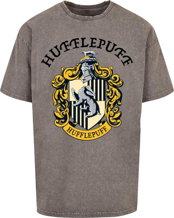 Absolute Cult Harry Potter - Hufflepuff Crest Acid Washed Oversized Tee - 114717 (L)