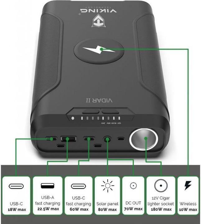 Actual product image Viking Outdoorov? powerbanka VIDAR II (72000 mAh, 180 W, 266.40 Wh)