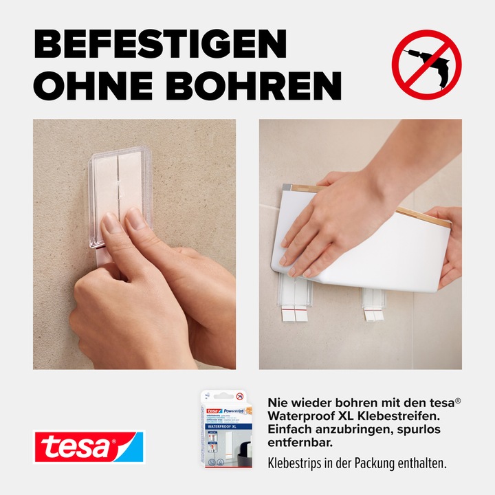 Produktbild tesa BABOO Aufbewahrungsbox mit Deckel, gross inkl. Klebelösung ohne Bohren