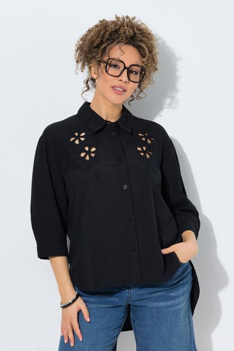 Immagine prodotto Ulla Popken Camicia in seersucker con ricami, collo da camicia e maniche a 3/4 (62)