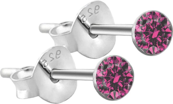 Immagine prodotto Star Piercing Orecchini a perno rotondi in argento sterling 925 con cristallo rosa (senza ottone, Argento 925)