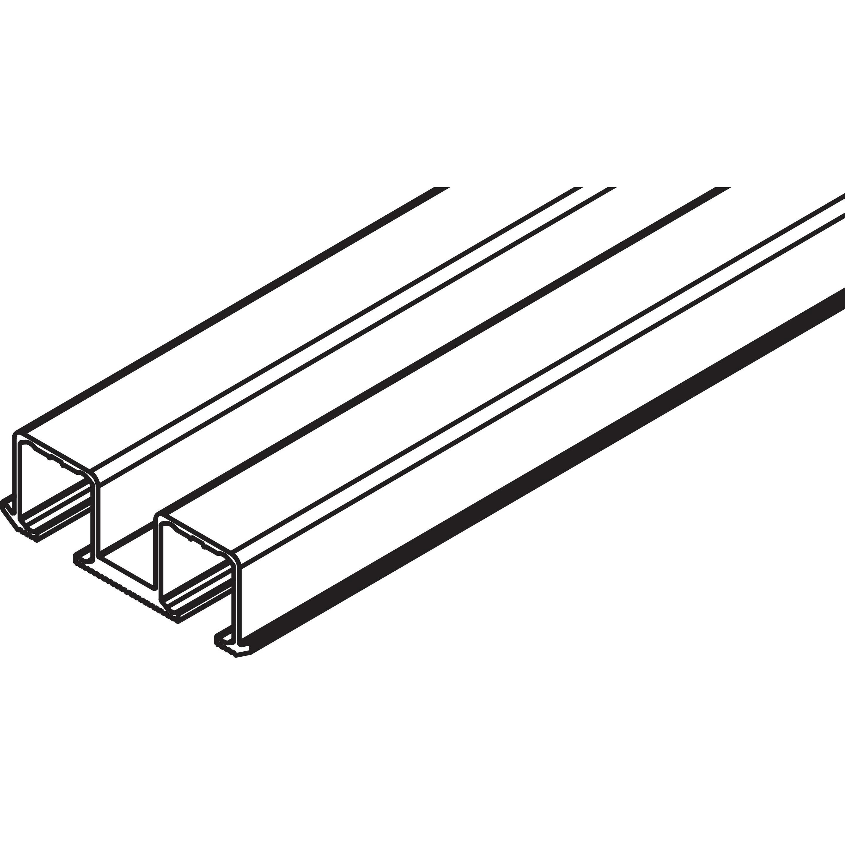 HAWA, Türbeschlag + Scharnier, Clipo 16 Doppellaufschiene zum Schrauben 44x16mm