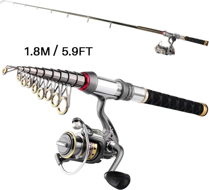 Mouhike Set di canne da pesca (Set da pesca, Telescopio, 180 cm)