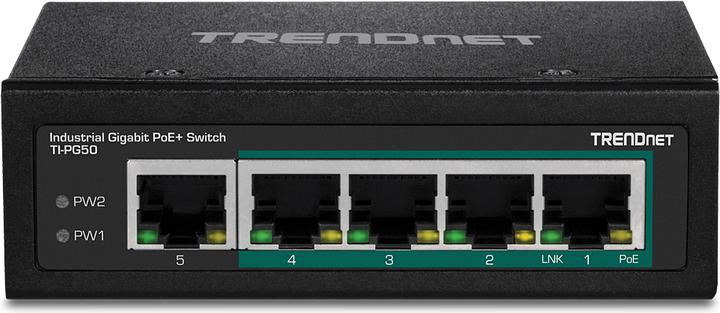 Actual product image Trendnet 5-Port Industrial Gigabit PoE+ DIN Rail Switch (5 ports)