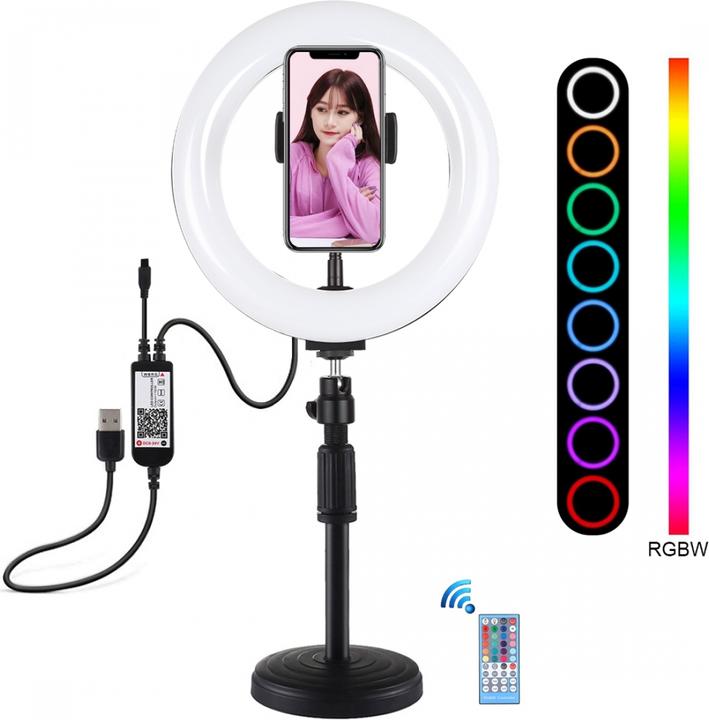 Actual product image Puluz PKT3080B RGB Desk Selfie Video Light (Ring light)