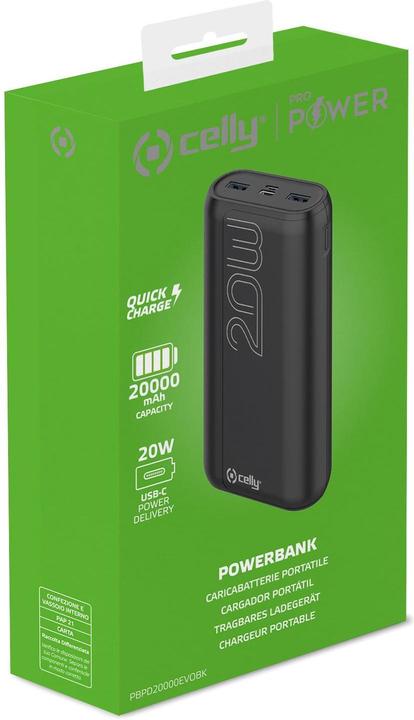 Produktbild Celly PBPD20000EVOBK, 20000 mAh, Black (20000 mAh, 20 W)