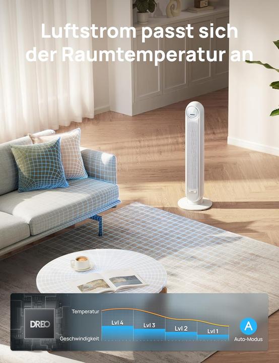 Image du produit Dreo Nomad One S Smart-Turmventilator mit WLAN & Fernbedienung (28 dB)