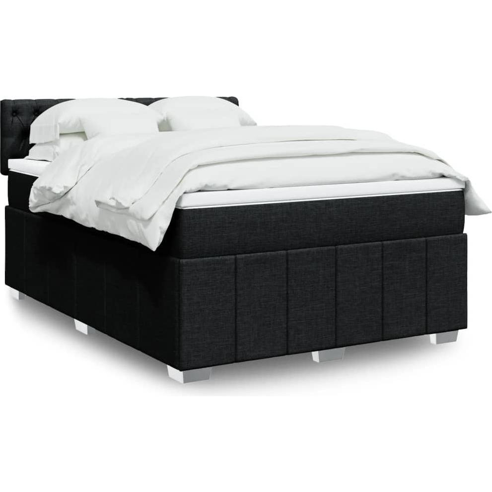 VidaXL, Bett, Boxspringbett Polsterbett Bett mit Matratze Schwarz 160x200cm Stoff (160 x 200 cm)