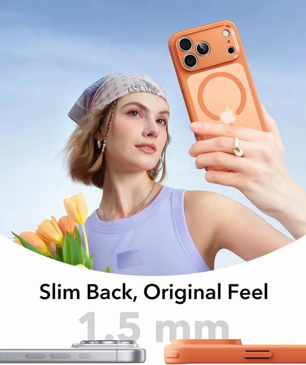 Actual product image ESR Classic Hybrid Magnetic Case (Camera Control), for iPhone 17 Pro, Frosted Orange (Apple iPhone 17 Pro)
