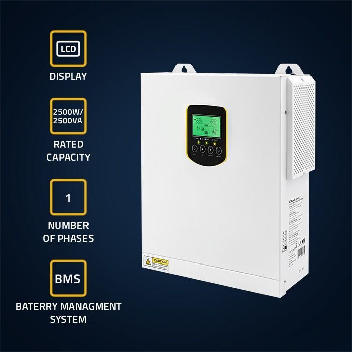 Produktbild Qoltec Hybrid Netzunabhängiger Solar-Wechselrichter 2 5 kVA | 2 5 kW | 100 A | MPPT | LCD-Anzeige |
