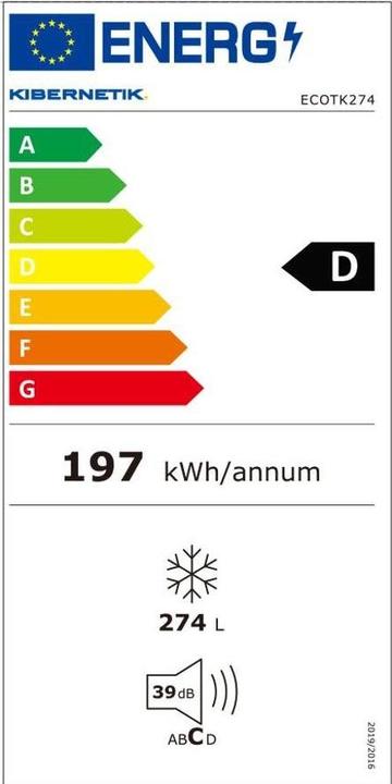 Etichetta energetica Kibernetik ECOTK274 (Struttura autonoma, 274 l)