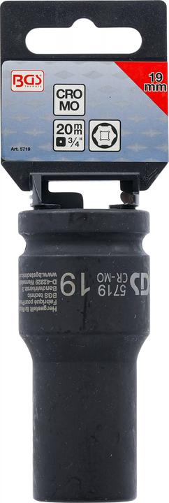 Produktbild BGS Kraft-Steckschlüssel-Einsatz Sechskant, tief Antrieb Innenvierkant 20 mm (3/4") SW 19 mm (19 mm)