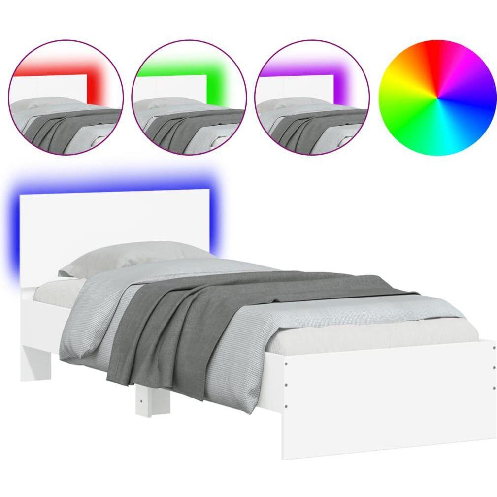 Thumbnail - VidaXL, Bett, Bettgestell mit Kopfteil und LED-Leuchten (75 x 190 cm)