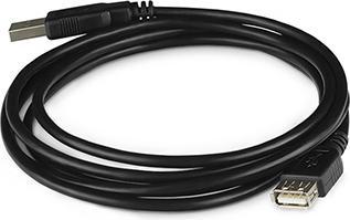 Actual product image Logo USB extension cable (2.0), USB A plug - USB A socket, 3m, black (3 m, USB 2.0)