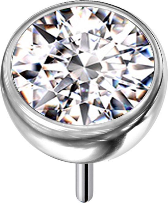 Produktbild Star Piercing Threadless Halbkugel silber mit Kristall silber (ohne Messing, Titan G23)