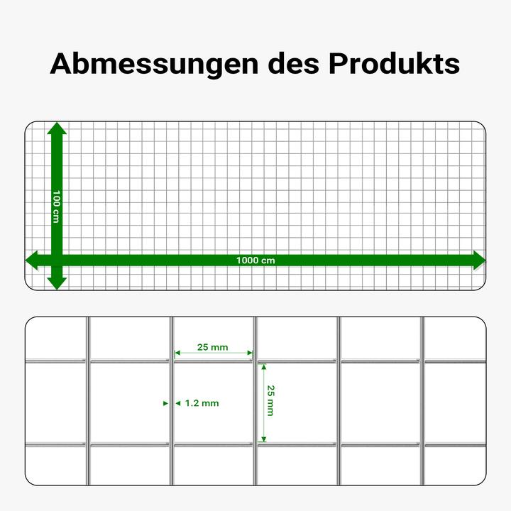 Produktbild Wiltec Maschendrahtzaun 1mx10m 0,9mm 25x25mm Drahtgitter Stahl verzinkt Rolle