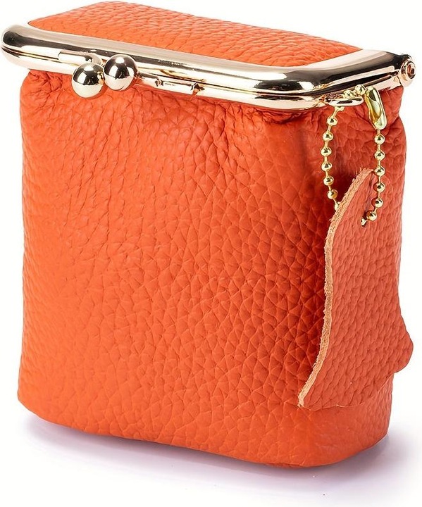Only-Bags.Store Vintage Echtleder Mini Handtasche Organizer mit sicheren Kiss Lock - geräumige Geldbörse