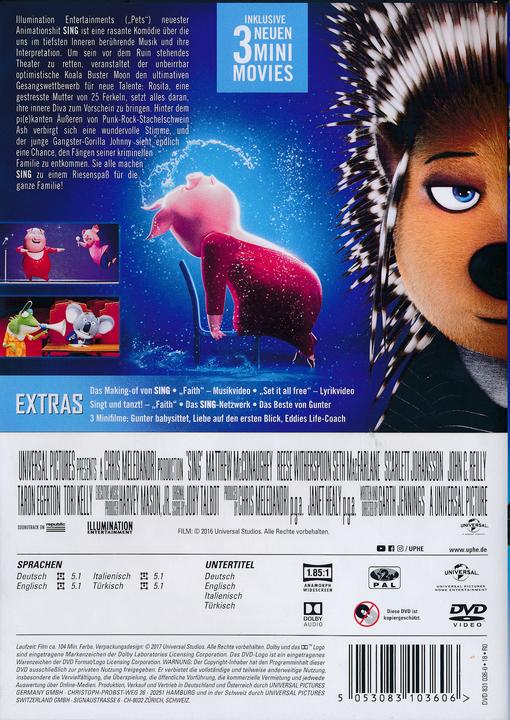 Produktbild Sing (DVD, 2016, Deutsch)