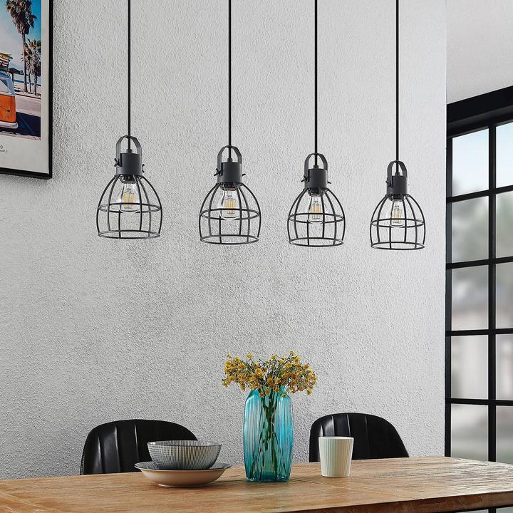 Actual product image Lindby Flintos 4 pendant light Black (E27)