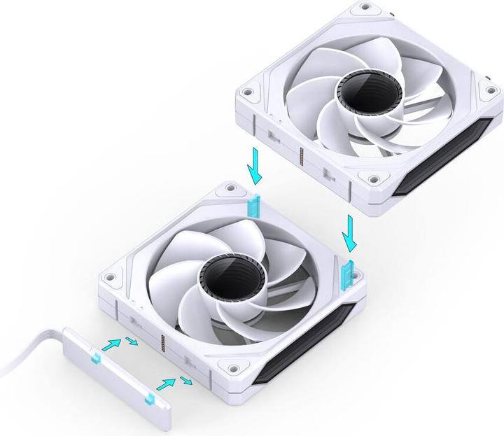 Produktbild Jonsbo ZL-120WR PWM ARGB Lüfter 3er Pack, umgekehrte Ausrichtung - 120mm, weiss (120 mm, 3 x)