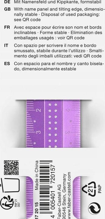 Productafbeelding Faber-Castell Liniaal 15cm Sparkle assorti (15 cm, Plastic)