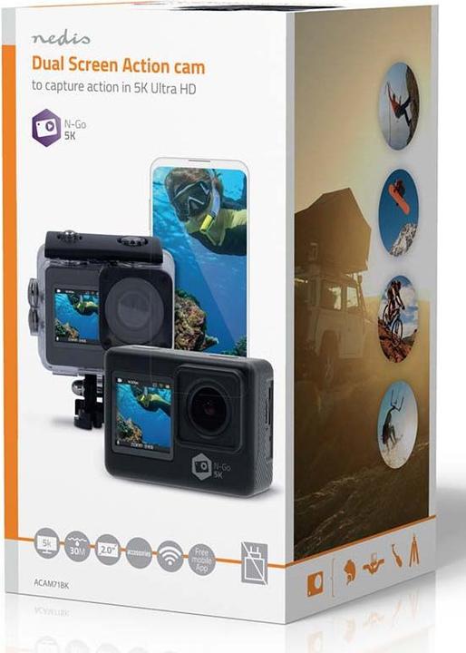 Produktbild Nedis Action Cam | Dualer Bildschirm | 5K@30fps | 16 MPixel | Wasserdicht bis: 30.00 m | 80 min | Wi (30p)