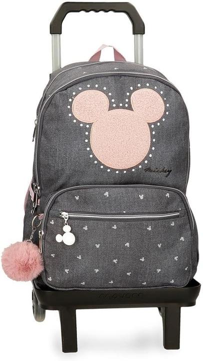 Actual product image Disney Mickey Studs Backpack with Trolley and Decorative Pompon (24.68 l)