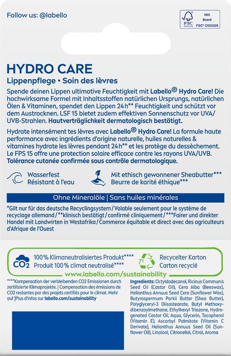 Image du produit LABELLO Hydro Care (Stick de soin des lèvres)