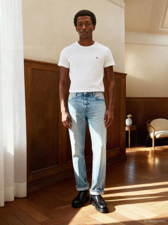 Actual product image Tommy Hilfiger Crew Neck T-Shirt Slim Fit White (L)