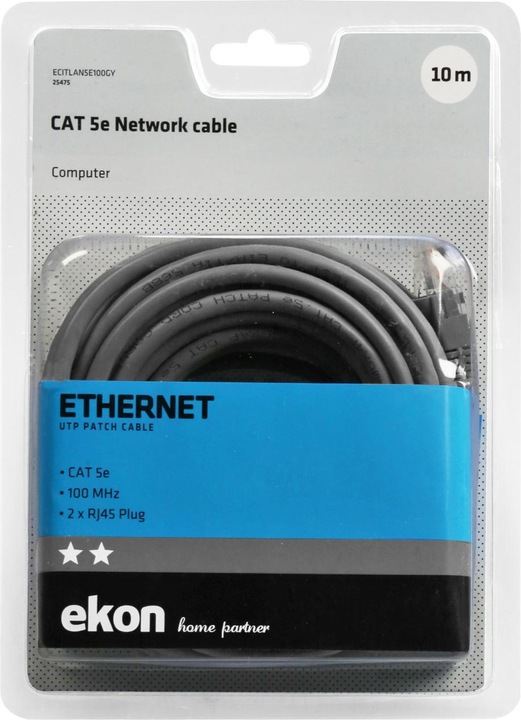 Produktbild Ekon Cat 5e network cable (U/UTP, CAT5e, 10 m)
