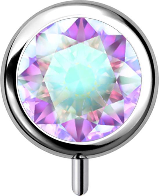 Image du produit Star Piercing Threadless cylindre argenté front cristal multicolore (Titane, sans laiton)