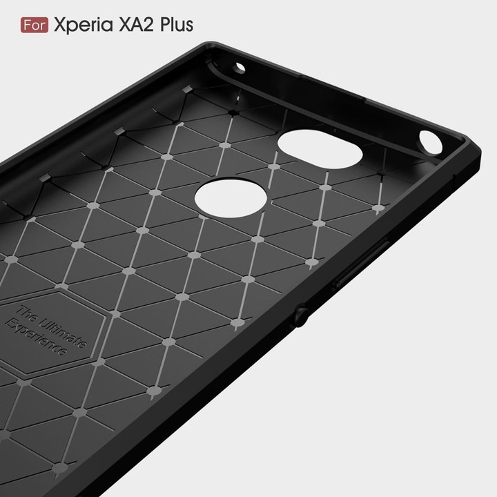 Produktbild König Design Hülle Handy Schutz für Sony Xperia XA2 Plus Case Cover Bumper Carbon Optik Grau (Xperia XA2 Plus)