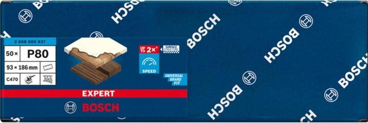 Immagine prodotto Bosch Professional Zubehör Expert C470 Carta vetrata con 8 fori per levigatrice orbitale, 93 x 186 mm, G 80, 50 pz. (80)
