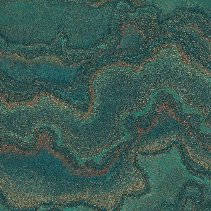 Actual product image Livingwalls Elegant non-woven wallpaper in marble look with green and gold - Exquisite glossy wall panelling (53 x 1005 cm)