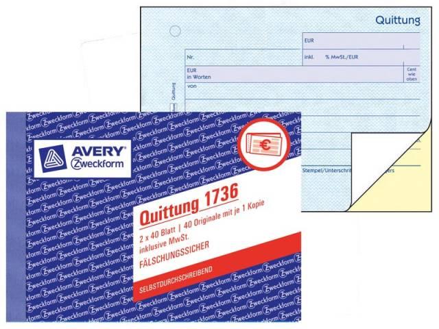 Produktbild Avery Quittung inkl. MwSt. (40 x)