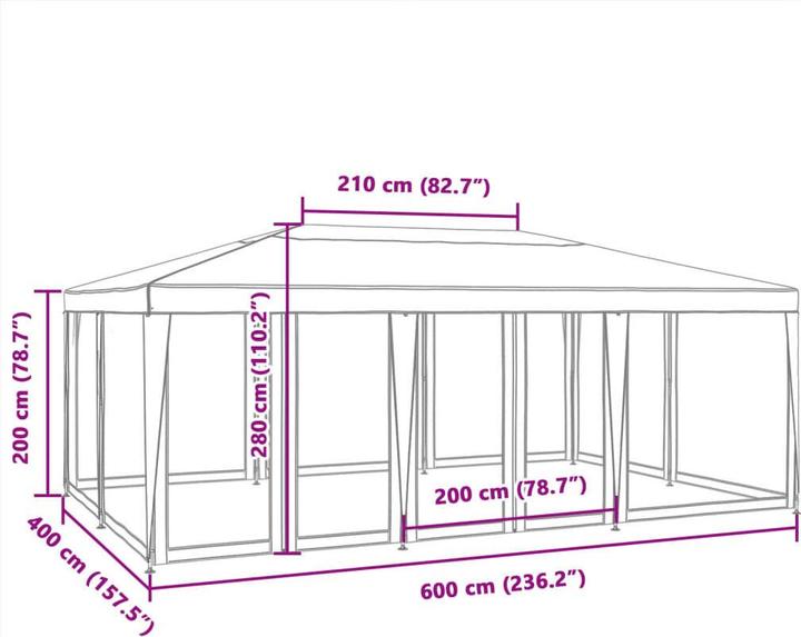 Produktbild vidaXL Partyzelt (600 cm, 400 cm)