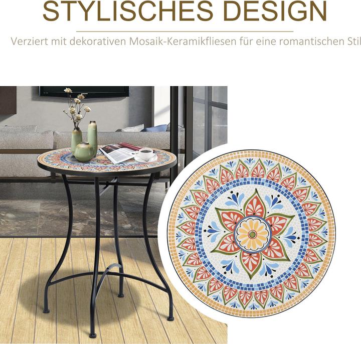 Produktbild Outsunny Gartentisch mit Mosaikplatte (60 cm)