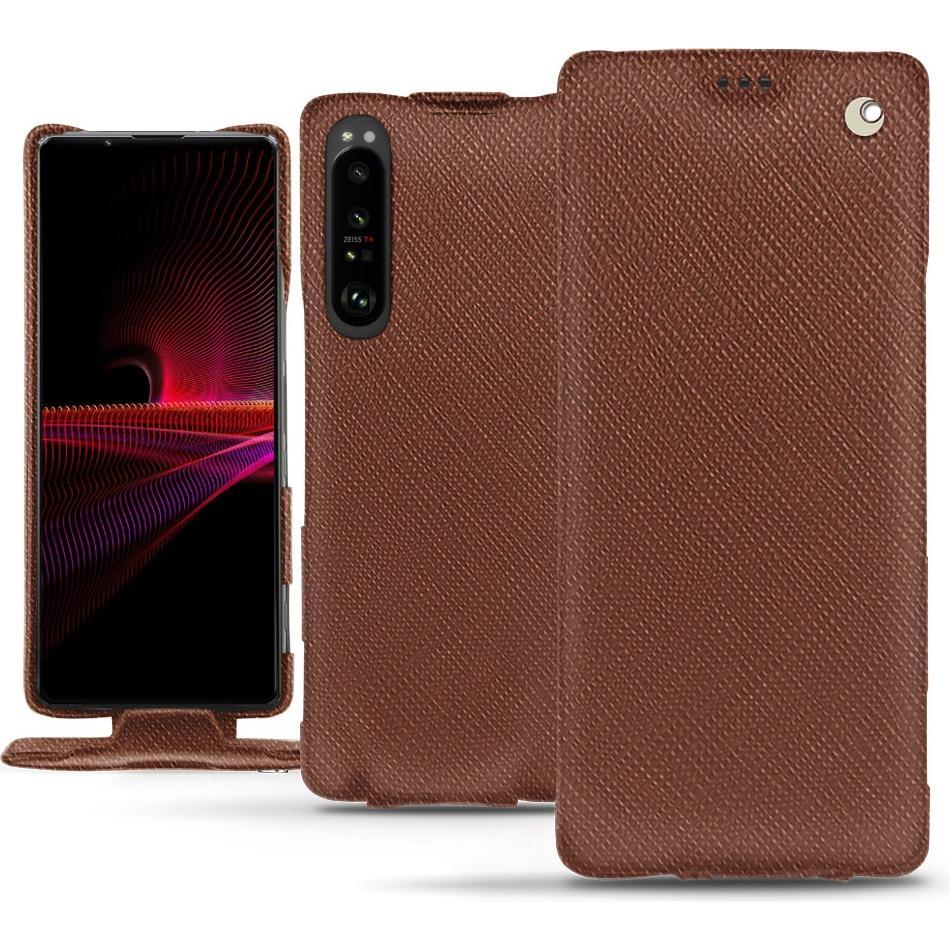 Noreve Lederschutzhülle vertikal (Sony Xperia 1 III), Smartphone Hülle, Braun