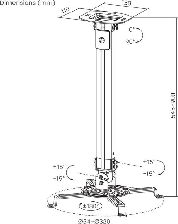 Produktbild Reflecta Prometheus 545-900 mm (Decke)