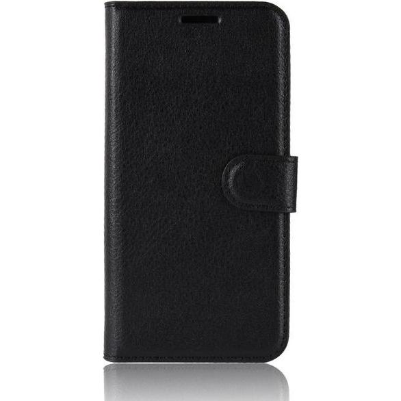 MU Classic Litchi Leder Bookcover Series (Xiaomi Mi Max 3), Smartphone Hülle, Schwarz