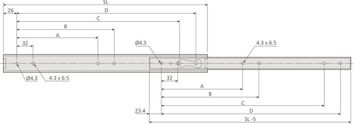 Produktbild Accuride Kugelauszug Schubladenschiene DZ2026 350mm Teilauszug, Stahl verzinkt