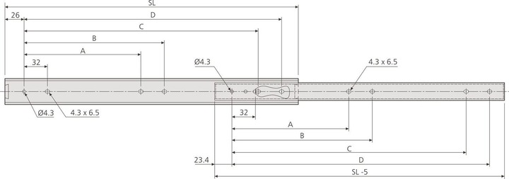 Actual product image Accuride Ball bearing drawer runner DZ2026 350mm partial extension, galvanised steel