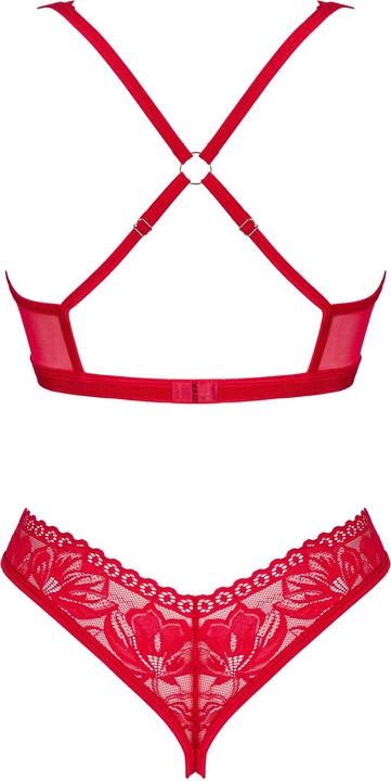 Produktbild Obsessive Lacelove Cupless Zweiteiliges Set Rot Xl/Xxl (XL, XXL)