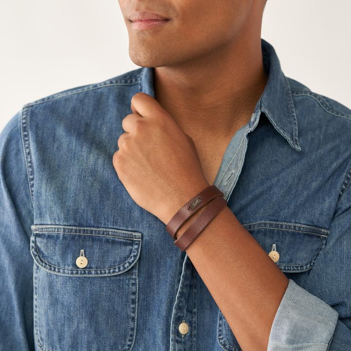 Immagine prodotto Fossil Bracciale Heritage (24 cm, Acciaio inossidabile, Cuoio)