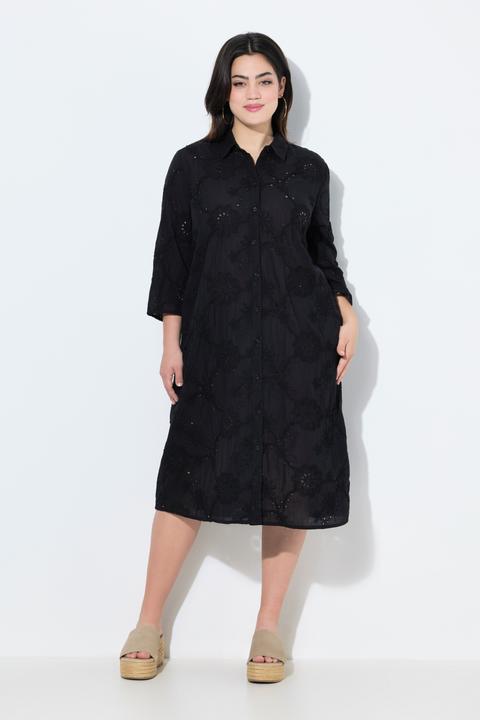 Image du produit Angel of Style Robe chemisier, fine broderie ajourée, coupe évasée (56)