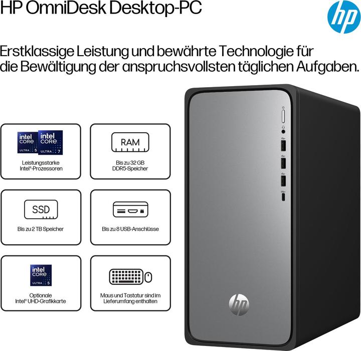 Image du produit HP OmniDesk AI M03-0073ng (512 Go, 16 Go, Intel Core Ultra 7 265, Intel Arc Graphics)