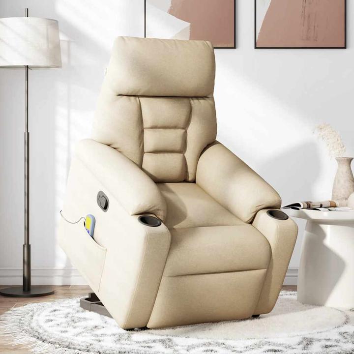 Immagine prodotto vidaXL Poltrona massaggiante con ausilio stand-up in tessuto crema