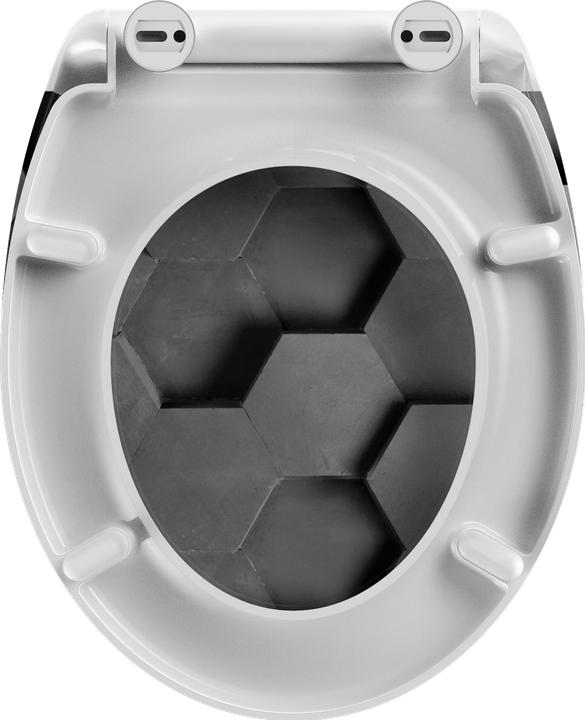Actual product image Schütte Thermoset toilet seat WC seat GREY HEXAGONS Soft-close mechanism Quick-release fastener 82392
