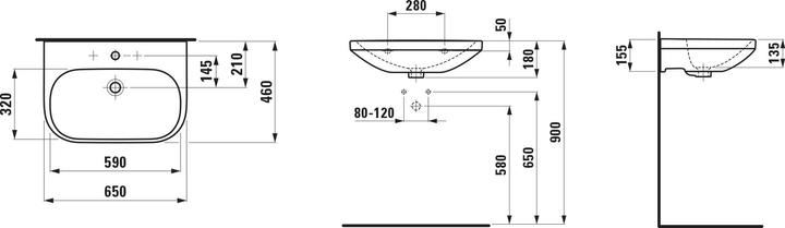 Actual product image Laufen LUA washbasin (460 mm, 650 mm)